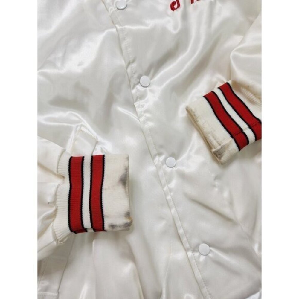 Vintage 60s "All Stars" White Satin Bomber Varsity Jacket‎ Mens Large - Picture 4 of 10